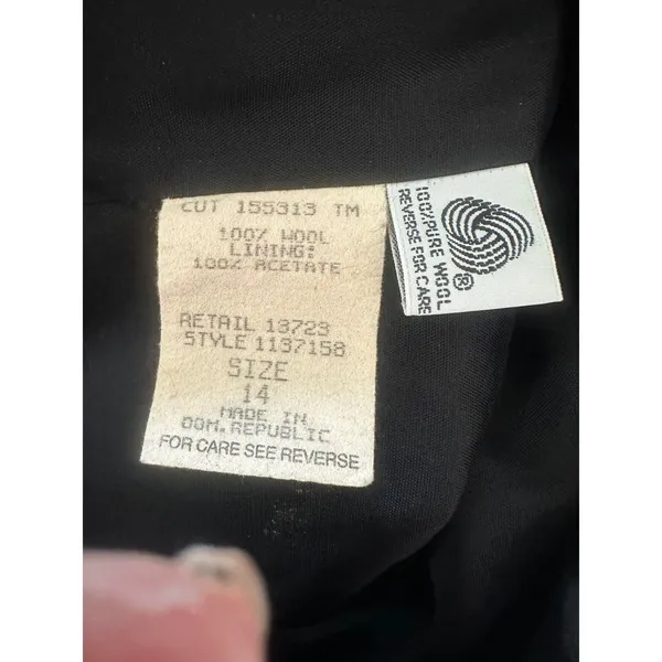 Vintage Koret Blazer Jacket Women 14 Black Wool‎ Single Button Career Classic - Image 5