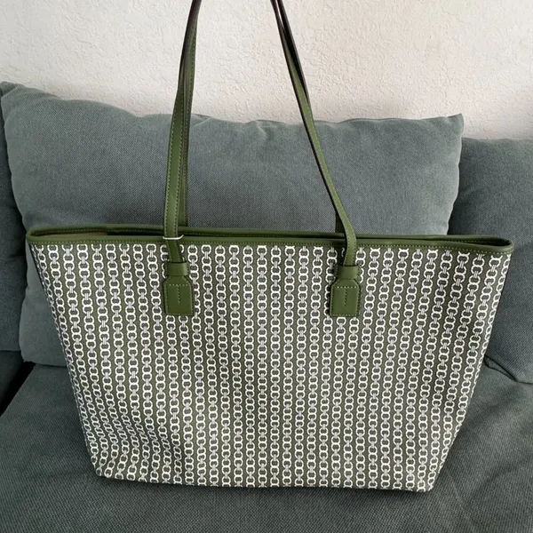 Tory burch women's Gemini link Canvas top zip tote 58450 - Image 3
