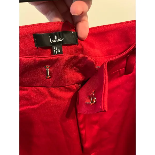 Lulus Modern Approach Red Satin Wide-Leg Pants Size Small - Image 11