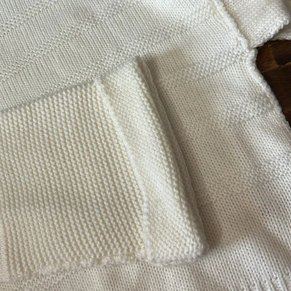 JESSICA SIMPSON Ivory Chunky Knit Funnel Neck Bell Sleeve Sweater L Minimalist - Image 11