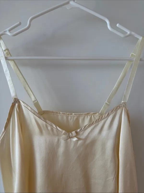 Vintage CHE 100% Pure Silk Lace Trim Camisole Top - Cream Ivory - Image 3