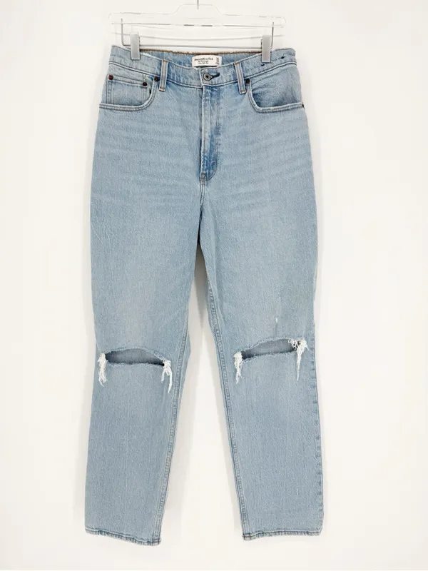 Abercrombie & Fitch 90s Straight Ultra High Rise Curve Love Jeans 30 Blue - Image 2