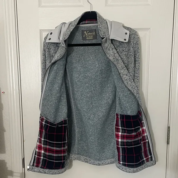 NATURAL REFLECTIONS WOMENS Shacket WITH HOOD SIZE XL Heather Blue - Image 6