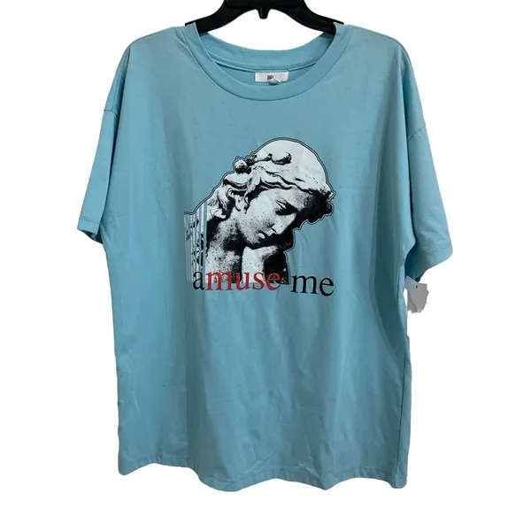 BP. Boxy Crop Graphic Tee‎ In Blue Amuse Me size Medium NEW - Image 2