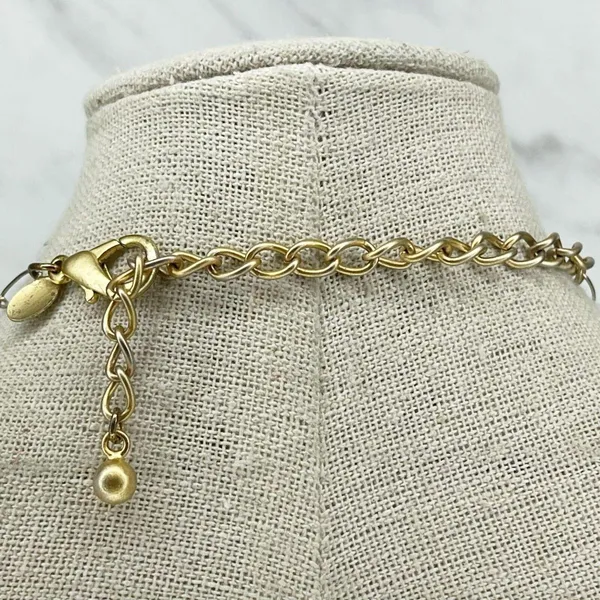 Chicos Colorful Beaded Gold Tone Hammered Teardrop Pendant Necklace ✨ - Image 5