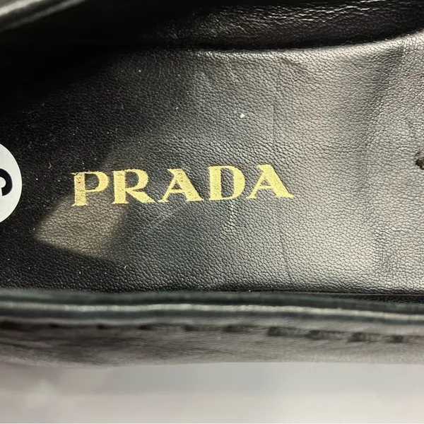 Prada platform espadrille shoes black leather size‎ 40.5 - Image 6