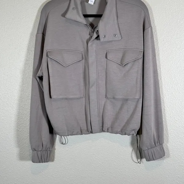Yogalicious Grey Softlite Scuba Autumn Jacket Womens S Bomber Athletic Casual - Image 7