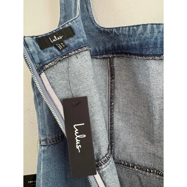 NWT Lulus So Delighted Medium Wash Denim Corset Seam Mini Dress Size XL - Image 9