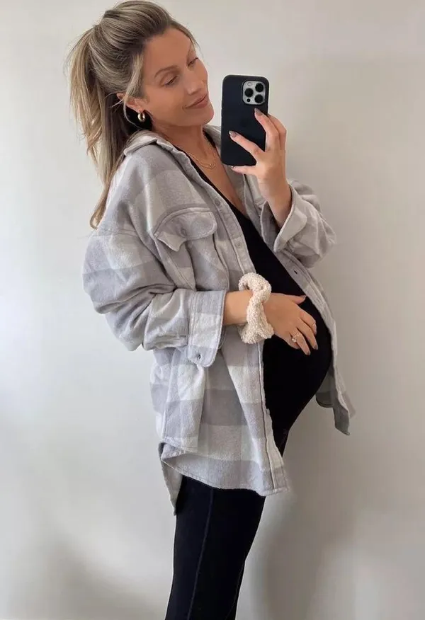 Aerie LumberJane Grey Buffalo Plaid Soft Brushed Flannel Shirt - size M - Image 9