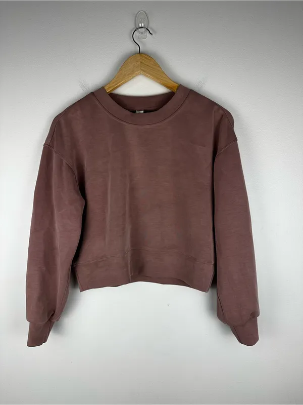 Lululemon Softstreme Perfectly‎ Oversized Cropped Crew Pink Women’s Sz 0 - Image 3
