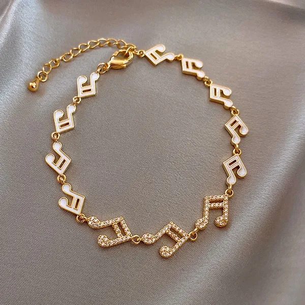 18K Gold Plated Adjustable Musical Note Charm Bracelet for Women - Image 2