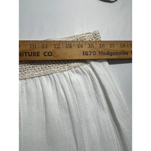 Venus Cotton Gauze Maxi Skirt Women M White Crochet Waist Boho Hippie Flowy Airy - Image 4