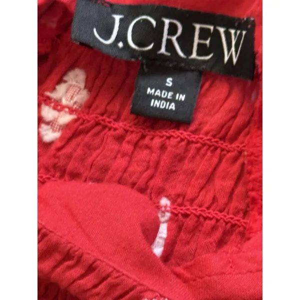 J.Crew Meadow Dress Small Red Smocked‎ Floral Midi Sundress Cottagecore Prairie - Image 4