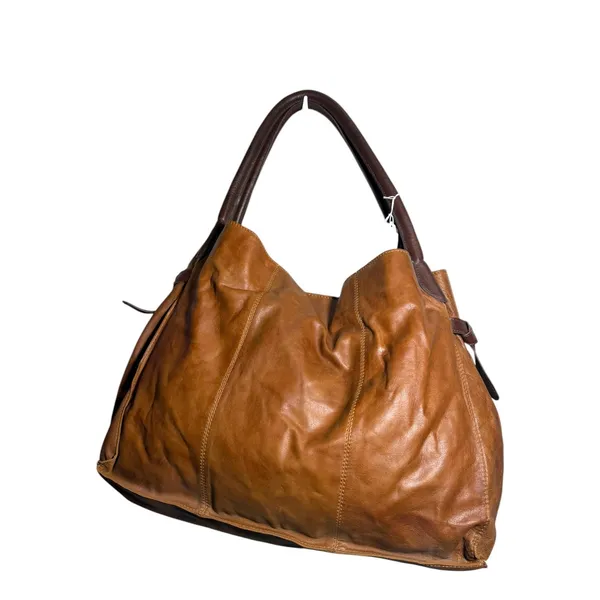 We The Free Reina Tan Brown Lamb Leather Slouchy Hobo Tote Bag Paisley Lining - Image 2