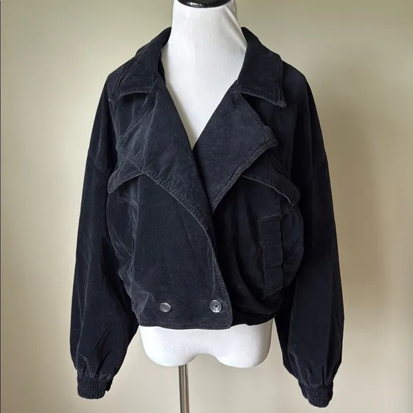 We The Free Black Sure Thing Corduroy Bomber Jacket Relaxed Fit - Image 2