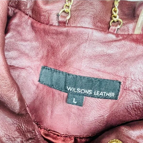 Wilson's Leather brown / red long sleeve soft jacket coat genuine leather large - Image 15
