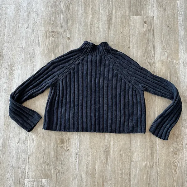 Womens American Eagle Black Cropped Knit Sweater - XL - Image 5