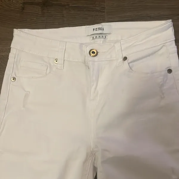 Pistola Lightly Distressed White Skinny Jeans, Size 25 - Image 4