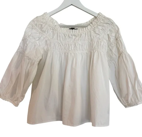 Gap white smocked poplin cotton top size small - Image 8
