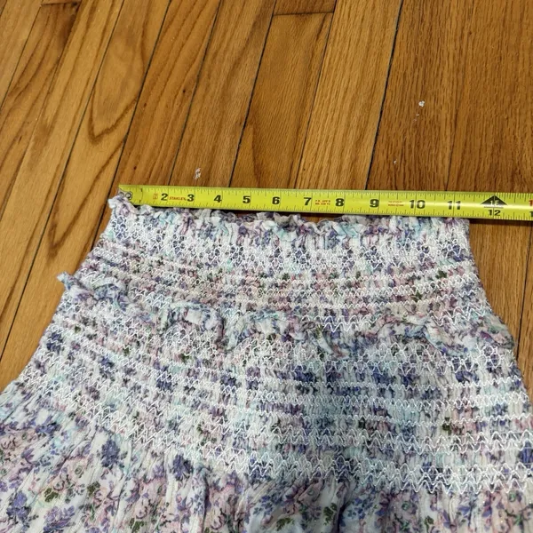 LoveShackFancy Camilla Mini Smocked Ruffle Skirt in Positano Blue Floral‎ Size P - Image 8