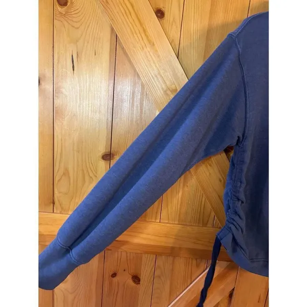 Aerie Womens Long Sleeve Hooded Sweatshirt Periwinkle Side Ruched Size XS (5301) - Image 3
