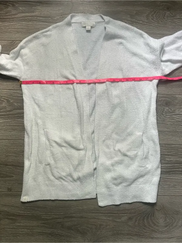 Barefoot Dreams Cozy Chic Lite White Long Sleeve Open Cardigan Comfy Sweater S - Image 8