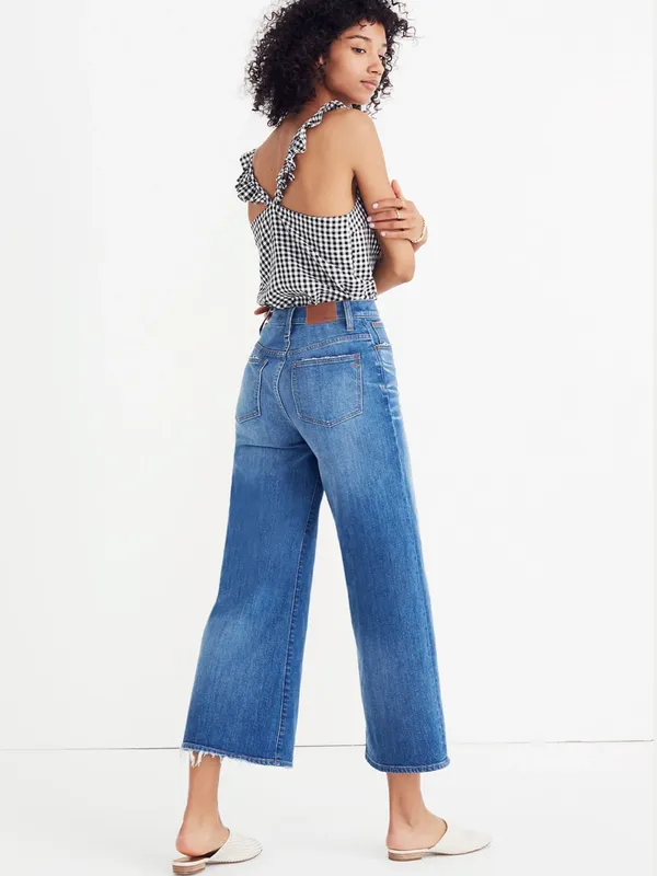 Madewell Wide-Leg High-Waist Crop Jeans in Finney Wash W2550 Sz 28 - Image 2