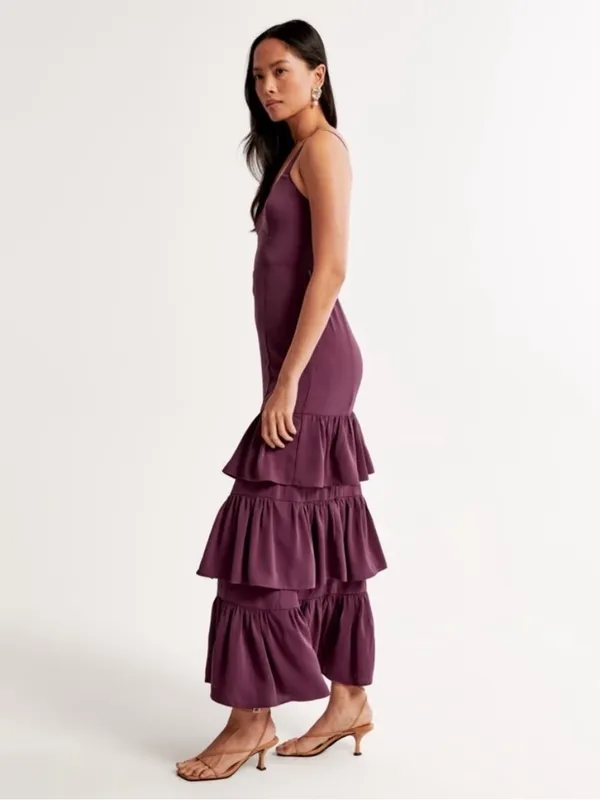 NWT Abercrombie & Fitch Ruffle Tiered Maxi Dress Size Medium Tall - Image 2