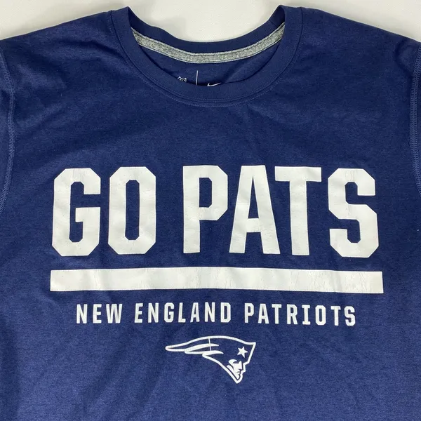 New England Patriots Shirt Adult Small Blue Football Team Apparel Nike NFL Mens - Image 3