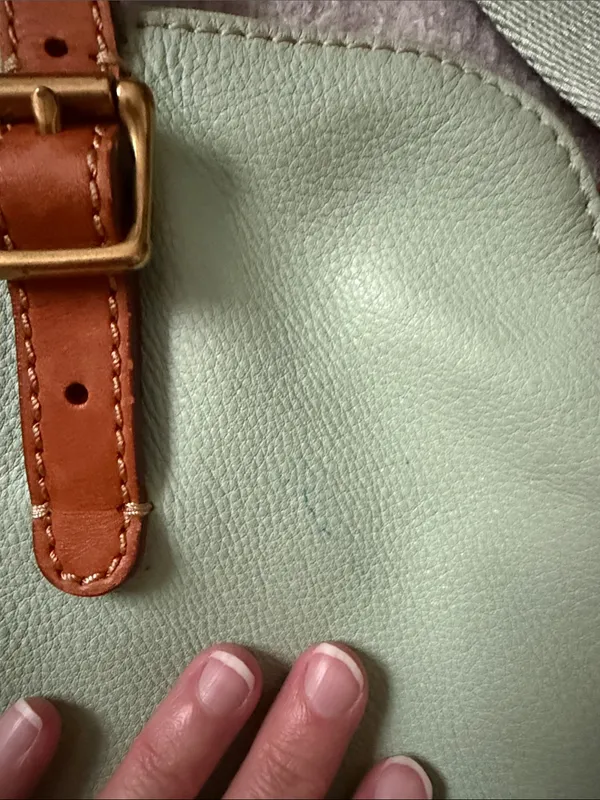 Fossil Leather Fold Over Tote Mint Green Crossbody Bag - Image 5