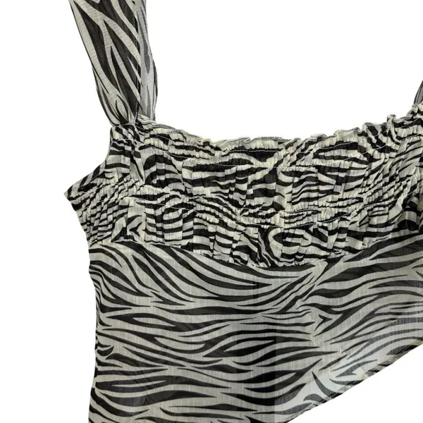 NWT Lioness Women’s District Sheer Asymmetrical Top in Zebra Print Size XL - Image 7