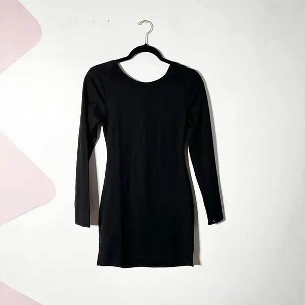Edikted Black Mini Dress Womens Medium Long Sleeve Open Back Goth - Image 3