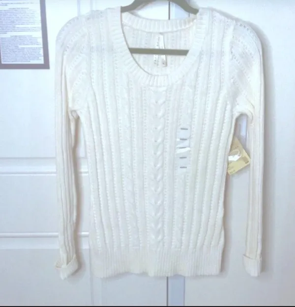 High Sierra cable knit cream light weight sweater M - Image 2