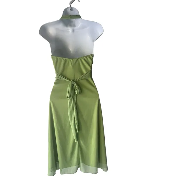Celavie Collection‎ Y2k Women's Size Small Green Fairy Chiffon Halter Mini Dress - Image 4