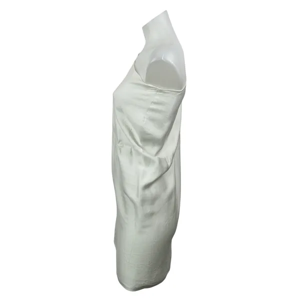 Zara White Silky Satin Sleeveless One Shoulder Asymmetrical Tunic Mini Dress S - Image 3