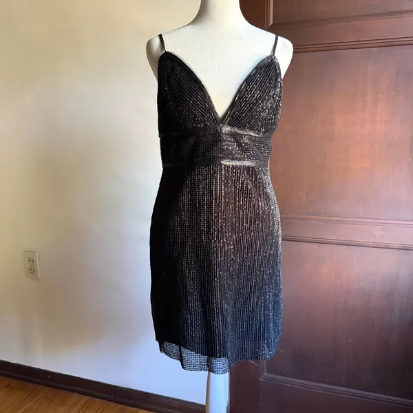 Saylor x Free People | Frankie Black Matte Sequin Cocktail Mini Dress | Small - Image 2