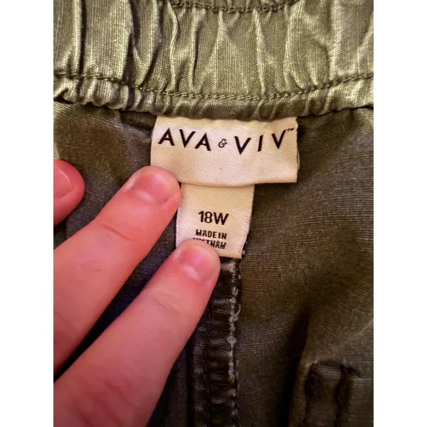 Ava & Viv Utility Ankle Pants Womens 18W Olive‎ Green High Rise Elastic Waist - Image 4