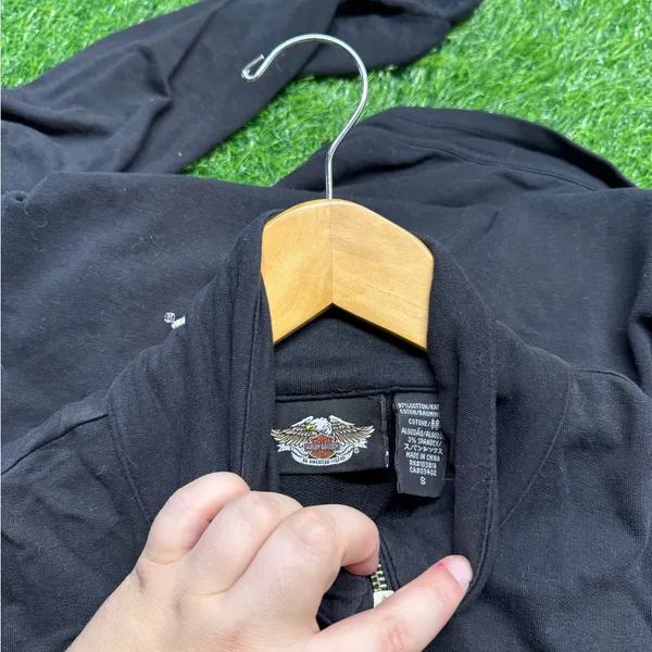 Harley Davidson Y2K Silver Logo Zip Up Jacket - Image 7