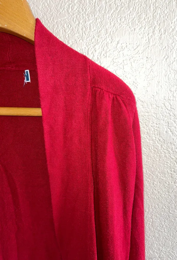 Soft Red Knit Cardigan w/ Pockets Size M - Image 3