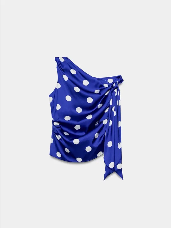 NWT ZARA POLKA DOT BOW TOP SIZE XS - Image 3