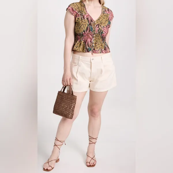 Madewell Shirred Cap Sleeve Top‎ SIZE L NWOT FLORAL - Image 4