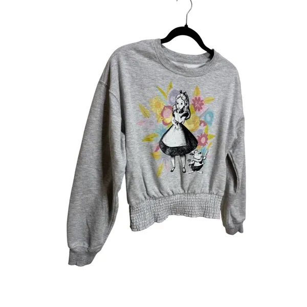 Disney Women's Alice Wonderland Graphic Crewneck Sweatshirt Heather Gray M - Image 4