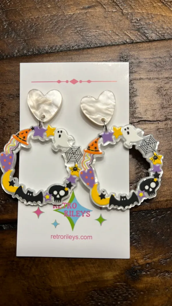 Acrylic Halloween Earrings White - Image 2