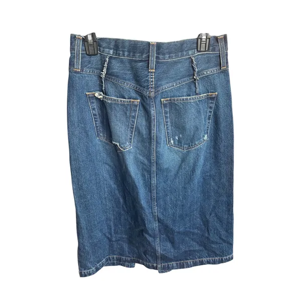 Distressed‎ Denim Skirt Size 26 tagged 25 EDWIN Dark Wash Blue Jean - Image 3
