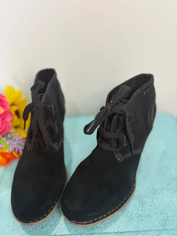 Structure Black Suede Lace-Up Ankle Boots - Image 4