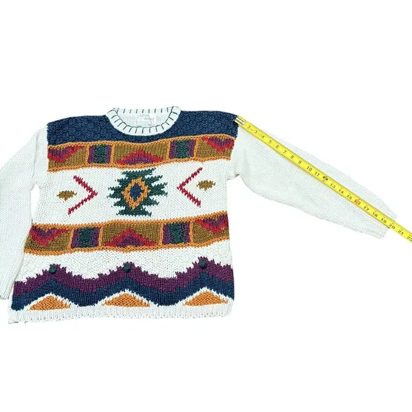 Allison Britney Vintage Sweater Women's‎ Medium Aztec Embroidery Grandma Core - Image 5
