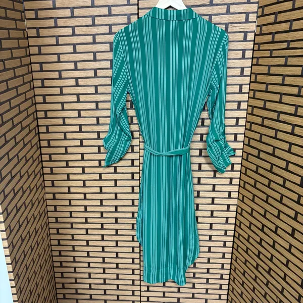 Maeve Green And White Stripe Button‎ Front Midi Dress Size 6 - Image 2