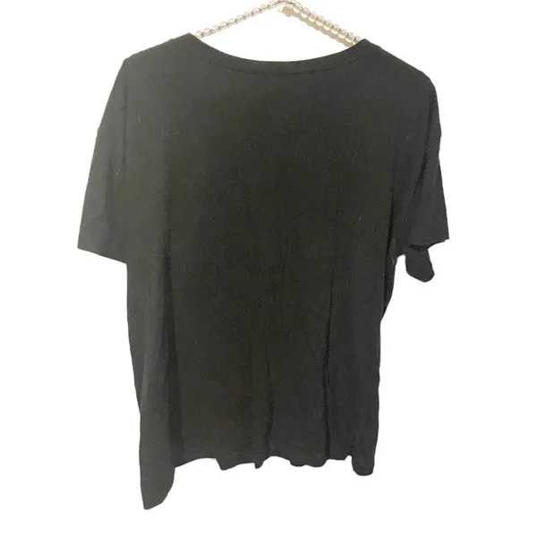Victorias Secret Pink Medium Black Spellout Lace Up‎ Neck Short Sleeve Top - Image 4