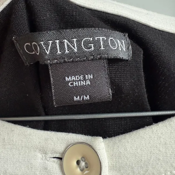 Covington sz M black white open button cardigan‎ - Image 5