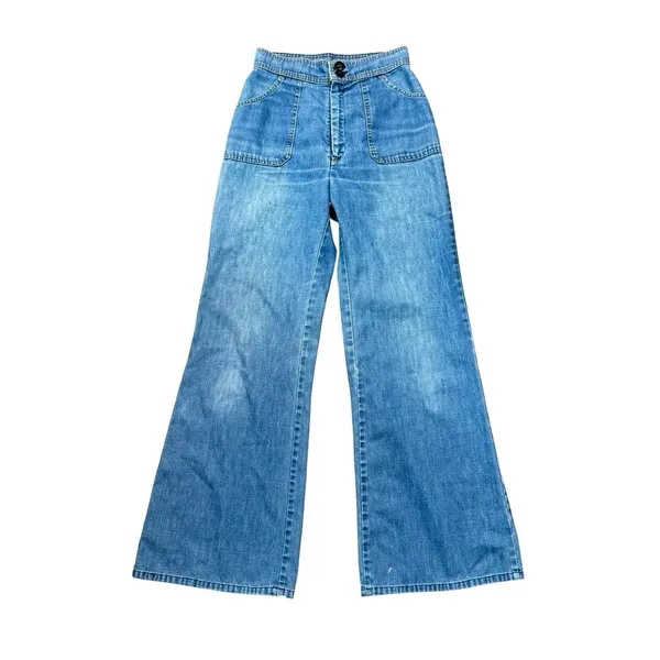 Vintage 70s Levi's Orange Tab Patch Pocket High Waisted Bell Bottoms Flare Jeans - Image 3
